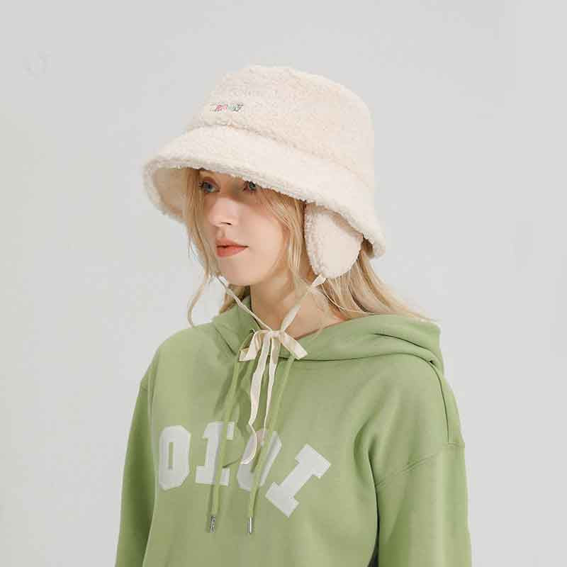 Female Lamb Hair Ear Protection Fisherman Hat