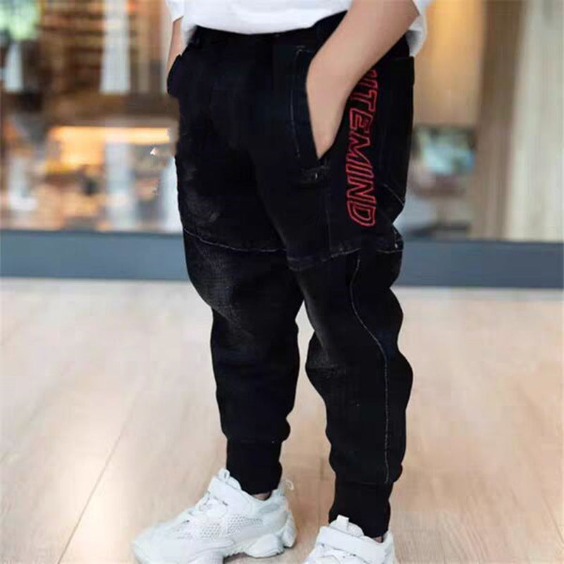 Kids Black Jeans Single Pants Spring And Autumn Boys Pants - Minihomy