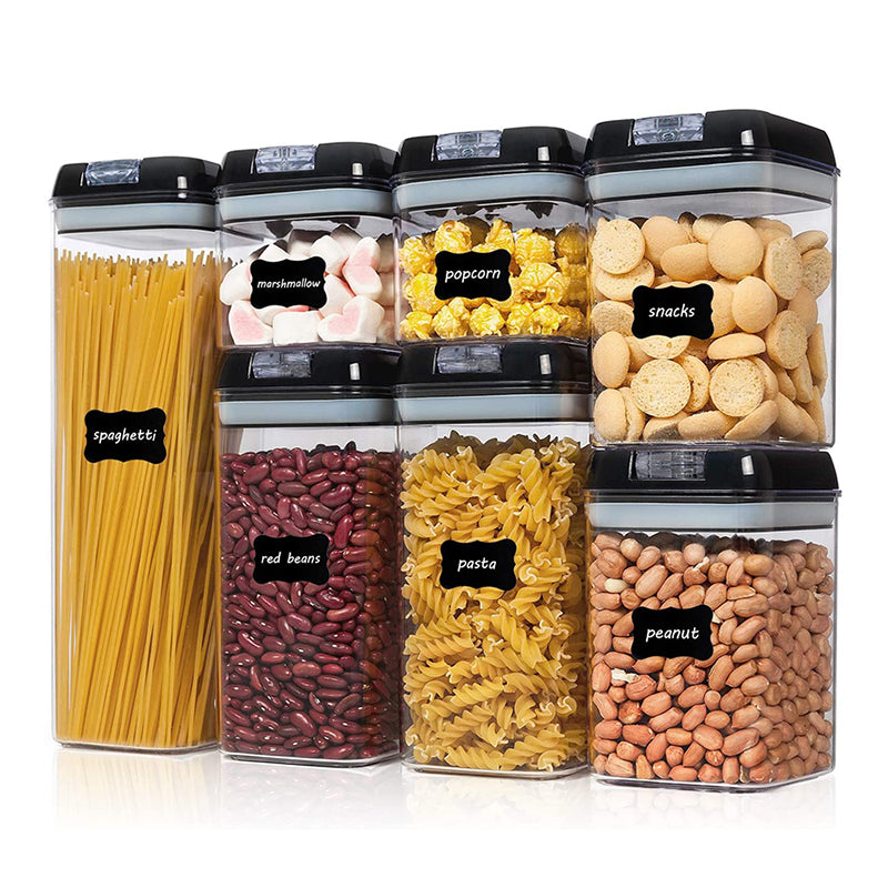 Air-Tight Food Storage Container 7pcs For Cereals Easy Lock Sealed Jar Plastic Transparent Milk Powder Grains Candy Kitchen Organizer - Minihomy