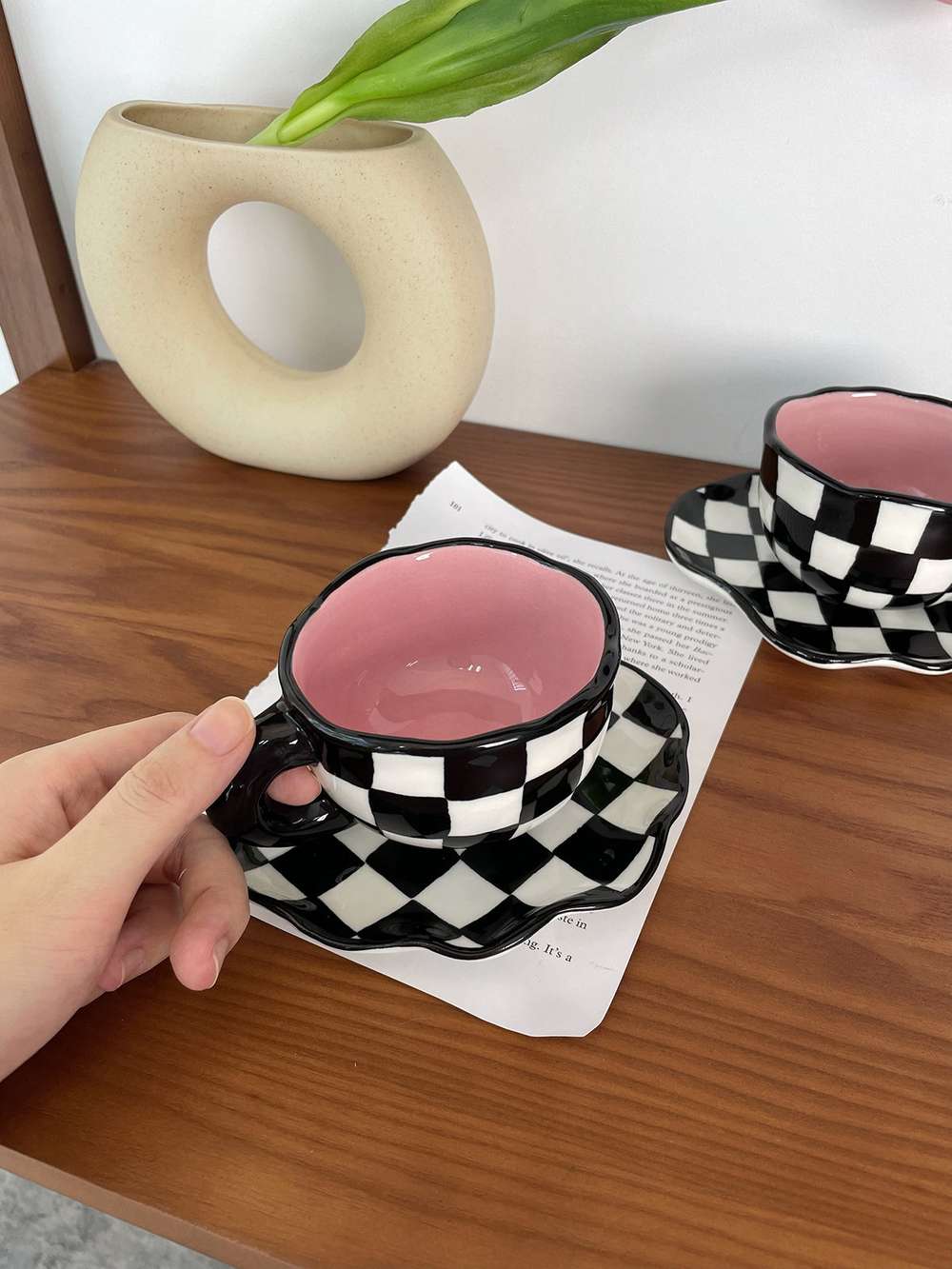 Black And White Checkerboard Mug Creative Net Red Mug - Minihomy