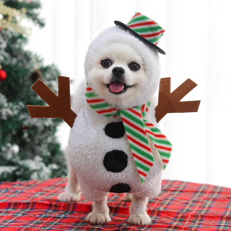 Dog Christmas Pet Clothes Standing Snowman - Minihomy