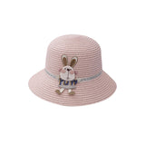 Cute Rabbit Decoration Bag with Two-Piece Straw Hat for Kids