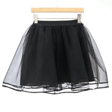 Women's High Waist Stitching Black Mesh Skirt