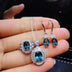 Blue Topaz Ring Pendant Earring Set Crystal S925 Silver Inlay