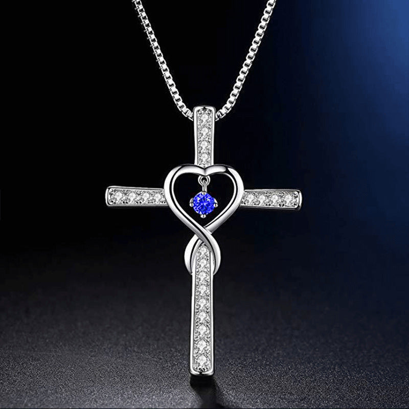 Cross Religious Belief Inlaid Zircon Pendant - Minihomy