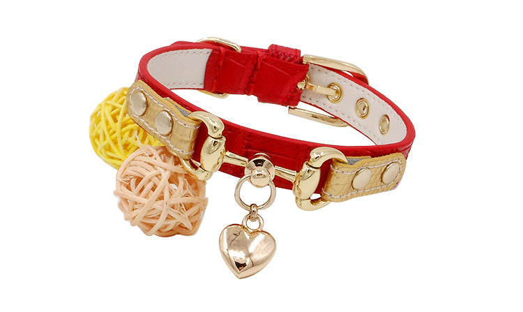 Lizard Pattern Double Buckle Leather Pet Collar - Minihomy