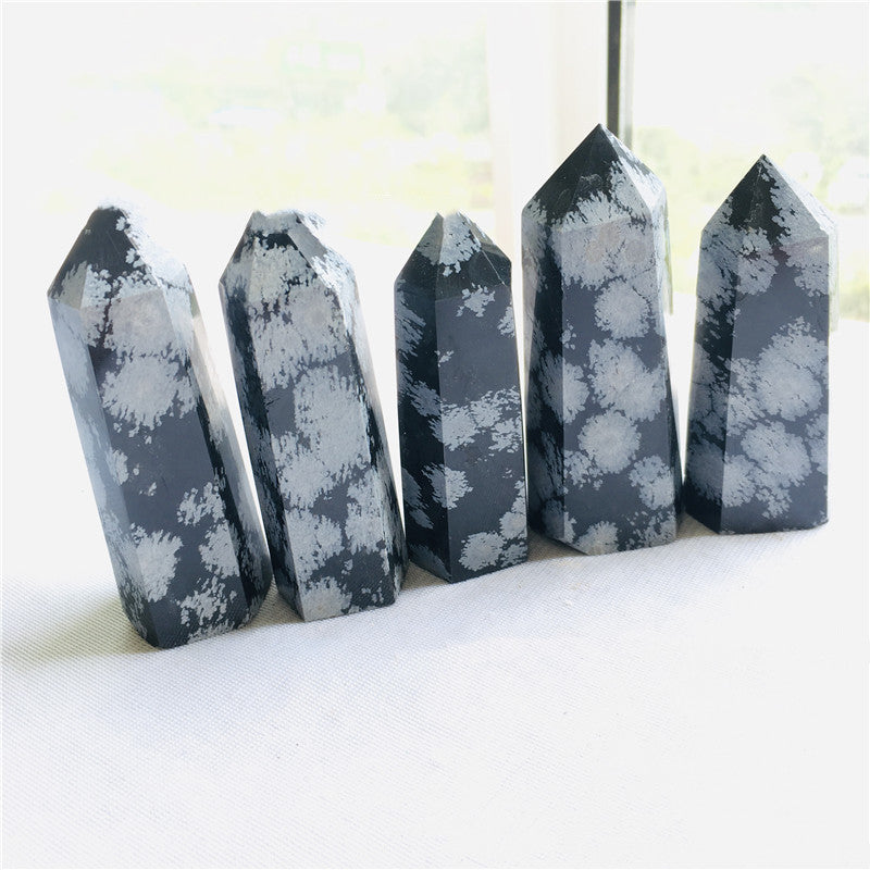 Snowflake Obsidian Single Pointed Hexagonal Crystal Pillar Ornament