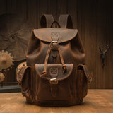 Handmade Crazy Horse Leather Backpack - Retro Style - Minihomy