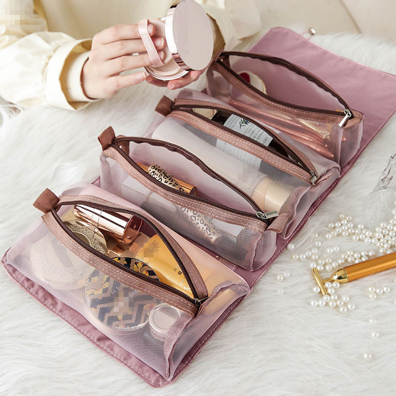 4 In 1 Cosmetic Bag For Women Zipper Mesh Foldable Makeup Bag