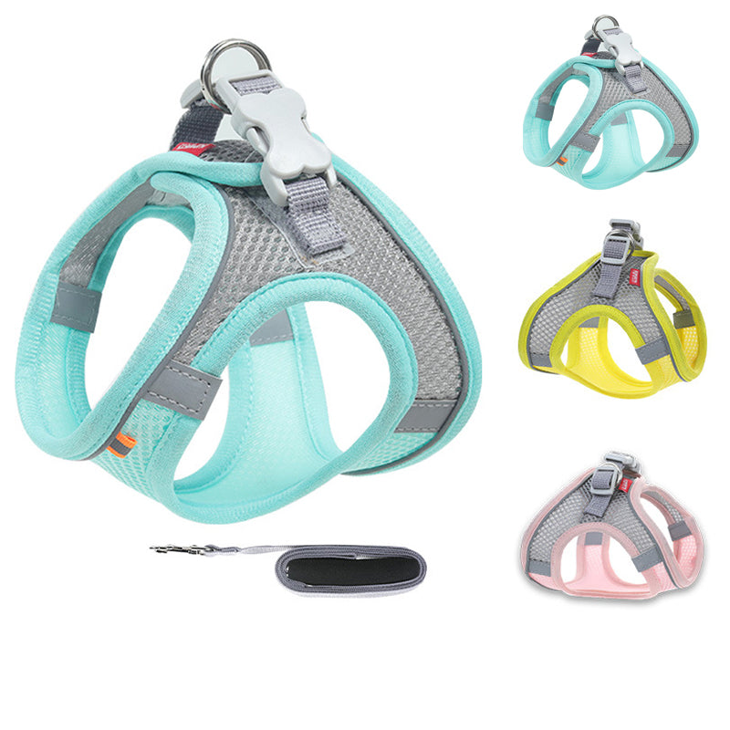 Pet Mesh Chest Harness Dog Go Out Reflective Leash - Minihomy