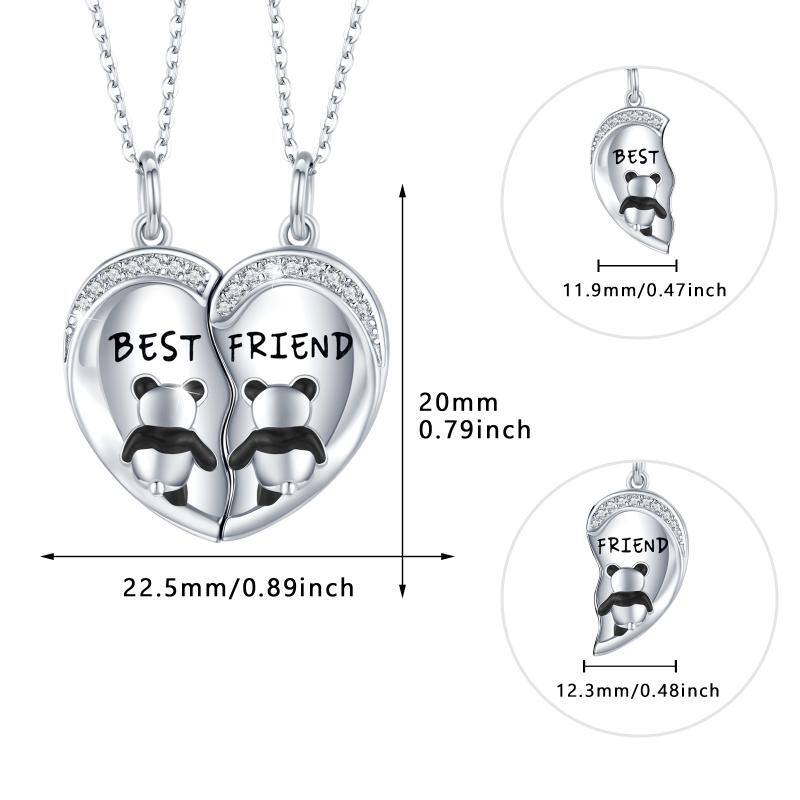 Best Friend Necklaces for 2 Panda Necklace BFF Friendship Necklace for 2 pcs Heart Forever Cute Animal Necklace 925 Sterling Silver Jewelry - Minihomy