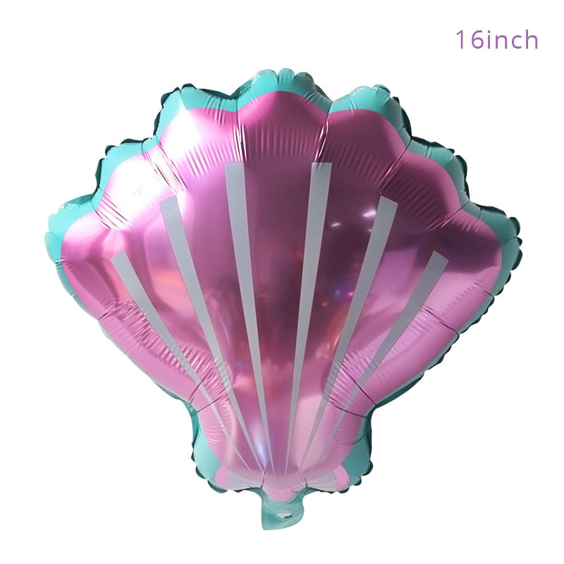 Mermaid Theme Latex Aluminum Foil Shell Fishtail Balloon - Minihomy