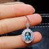 Blue Topaz Ring Pendant Earring Set Crystal S925 Silver Inlay - Minihomy