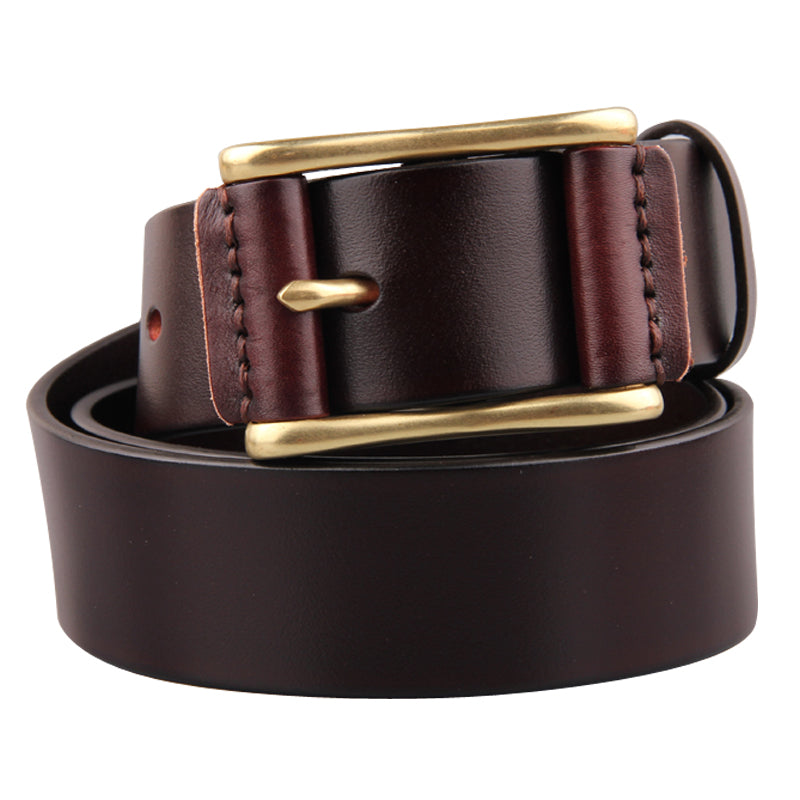 Brass Buckle Men's Belt Casual Denim