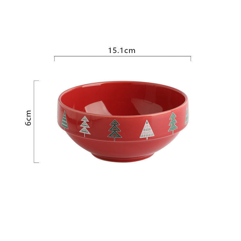 Christmas Ceramic  And Dish Set For Household Soup Bowl And Rice - Minihomy