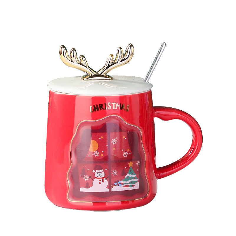 Drinkware Christmas Mugs  Ceramic Coffee Cups With Spoon - Minihomy