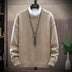 Men's Casual Round Neck Brown Long-Sleeved Pullover Loose Sweater - Minihomy