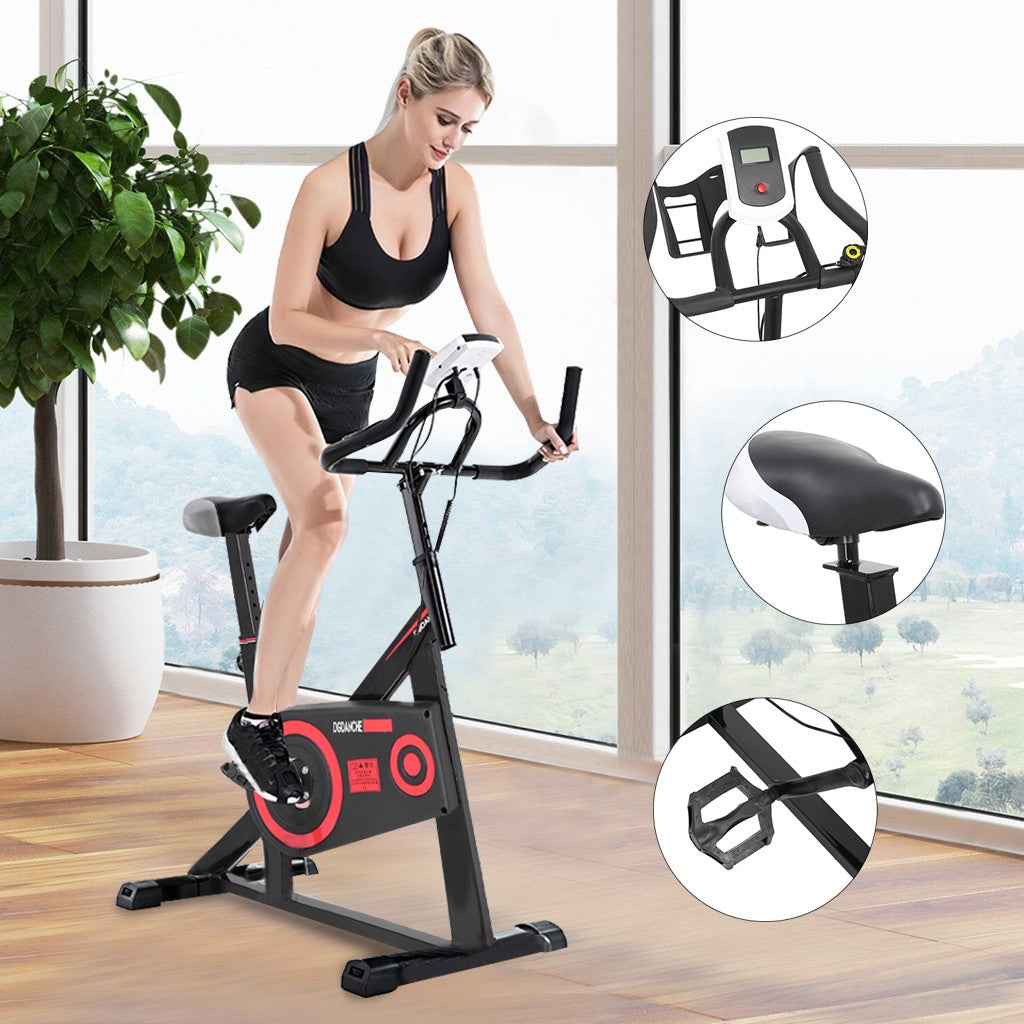 Indoor Exercise Bike Stationary Bicycle Cardio Fitness Workout Gym & Home - Minihomy