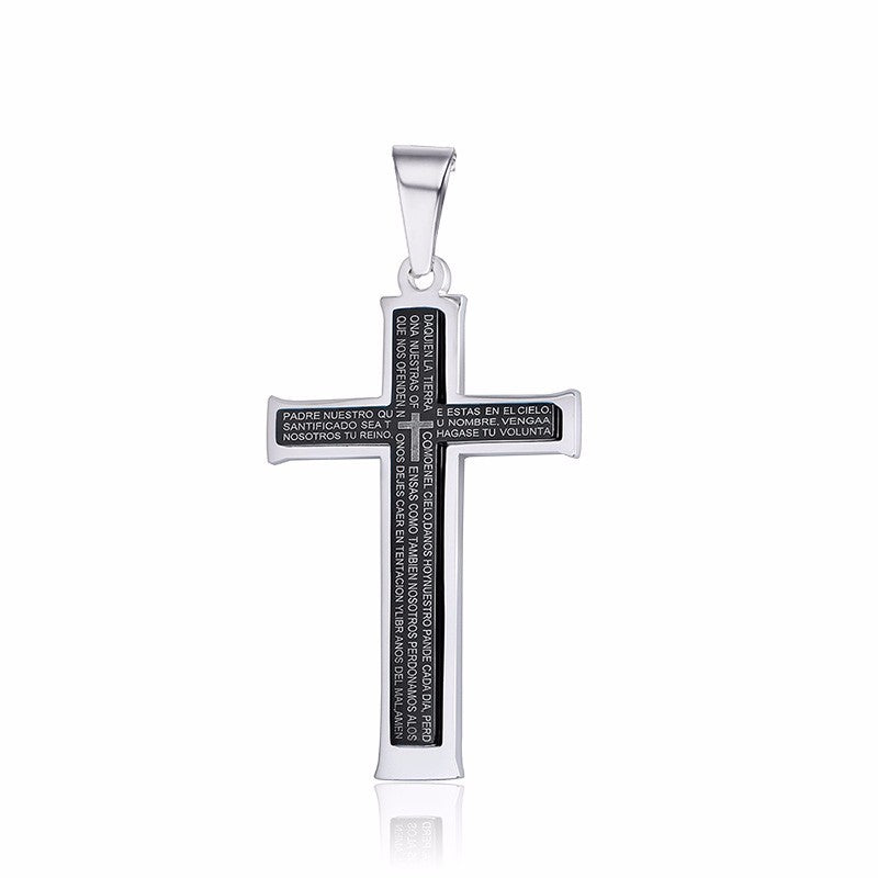 Double Cross Titanium Necklace Stainless Steel Pendant Jewelry