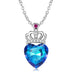 Blue Light Peach Heart Crown Necklace S925 Sterling Silver - Minihomy