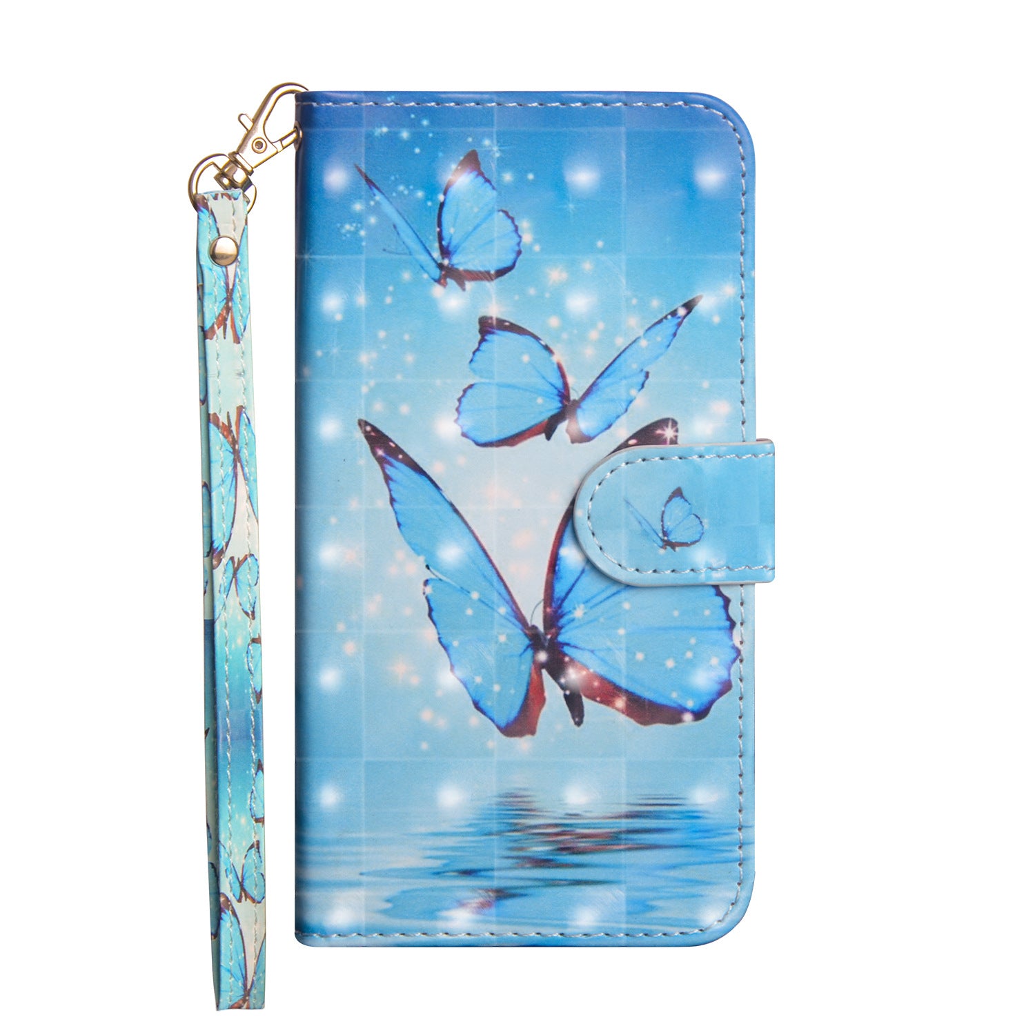 Printed Butterfly Wallet Leather Case