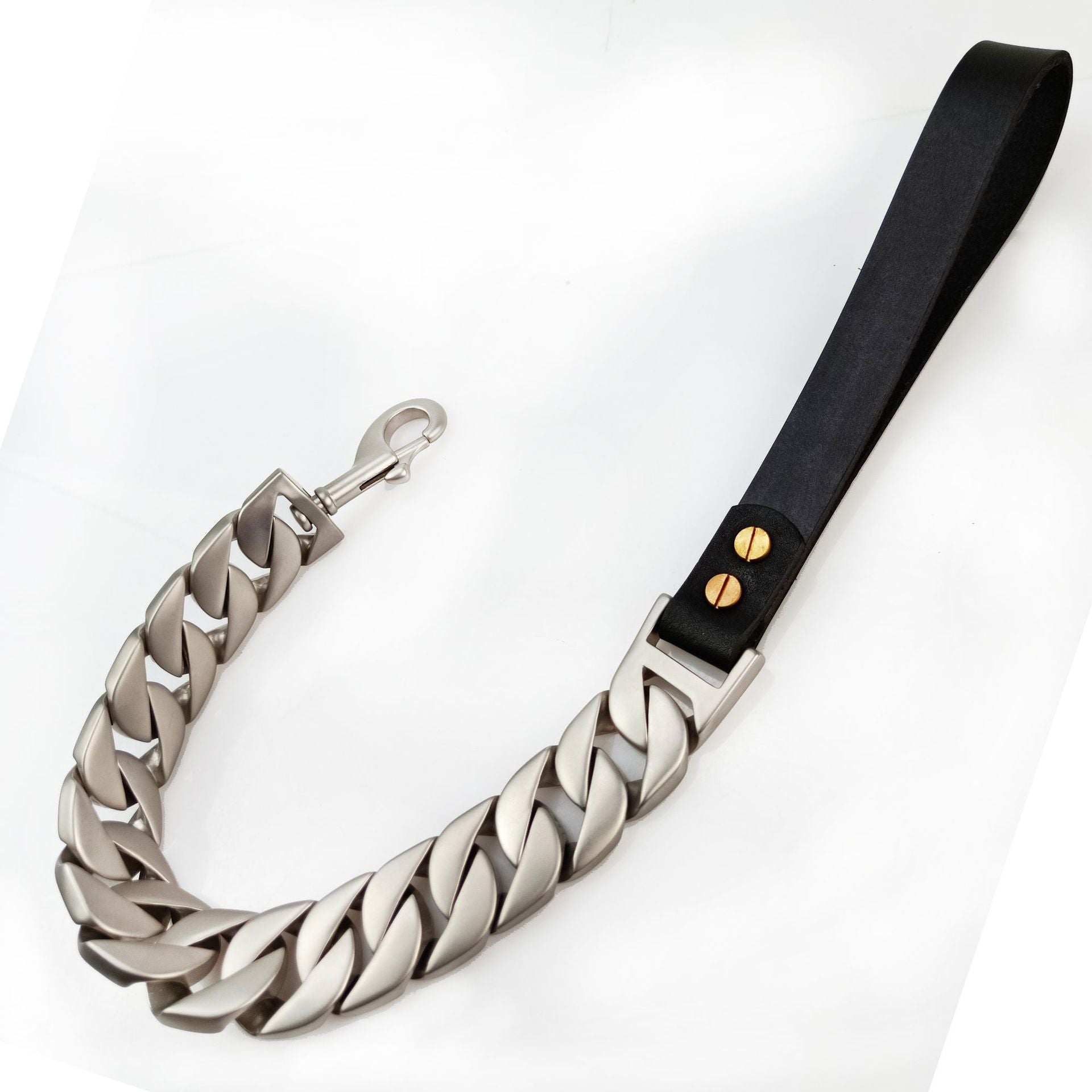 Pet Supplies Stainless Steel 32 Cast Traction Chain, Sandblasted Traction Black Handle - Minihomy