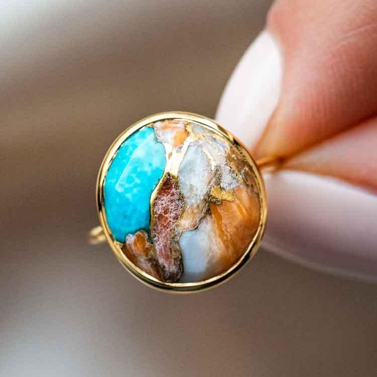 Gold Plated Vintage Melange Gemstone Ring