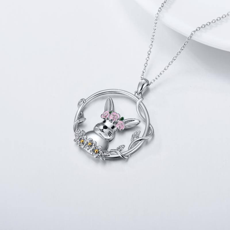 Sterling Silver Bunny Necklace Cute Rabbit Animal Necklace Birthday Gift for Women Lovely Rabbit