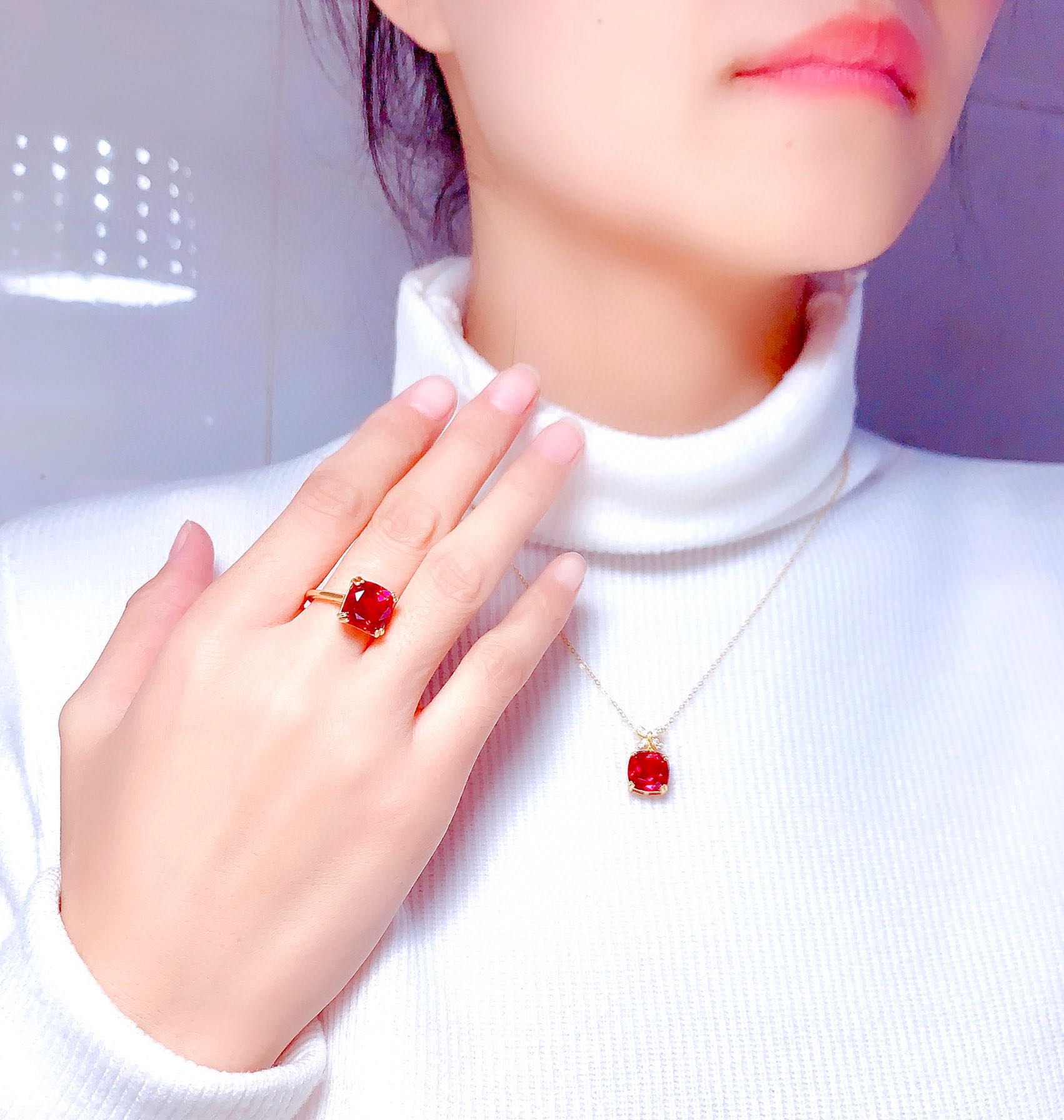 Fine Red Corundum Suit Female Ring Pendant - Minihomy