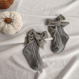 Baby Bowknot Woolen Pure Color Tube Socks