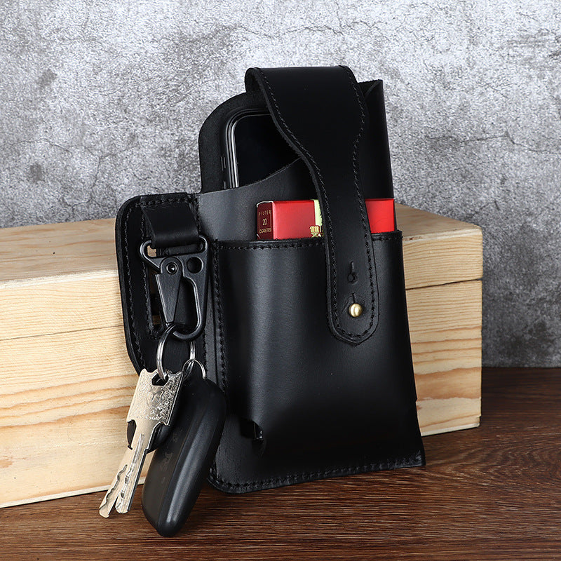 Men's Retro Leather Phone Hanging Belt Bag