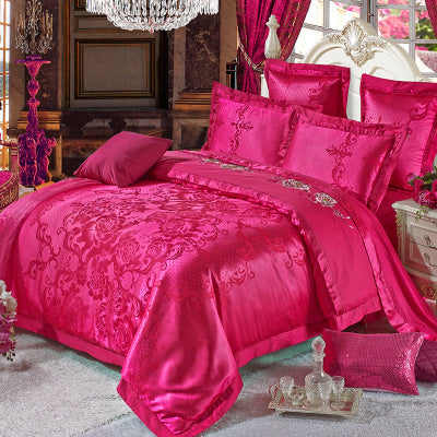 Ice Silk Jacquard High-end Linen And Cotton Bedding Set