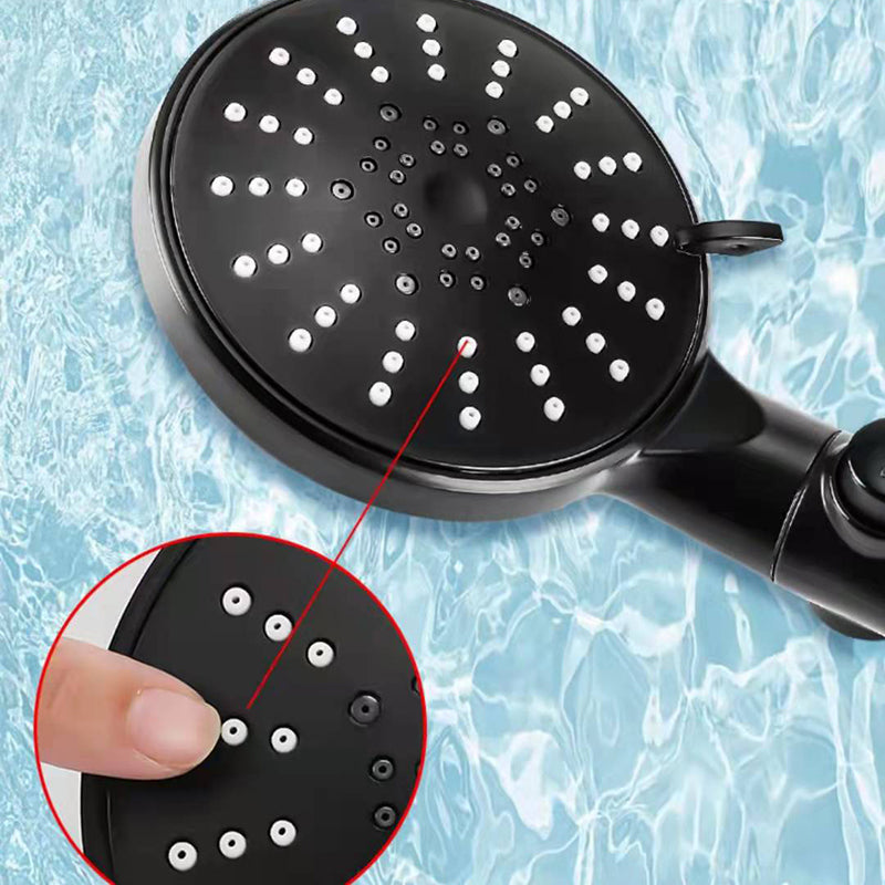 Five-speed Adjustment One-button Water-stop All-black Shower Head