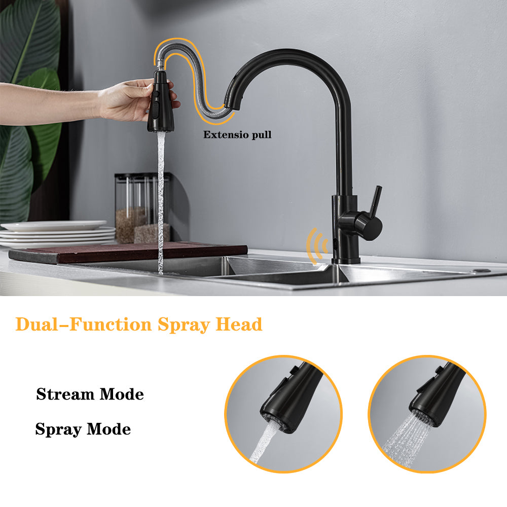 Smart Touchless Kitchen Faucet Brushed Poll Out Infrared Sensor Faucets Black/Nickel Infrared Water Mixer Taps