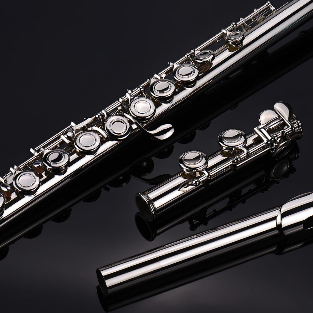 Muslady Western Concert Flute - Nickel Plated, 16 Holes, C Key - Minihomy