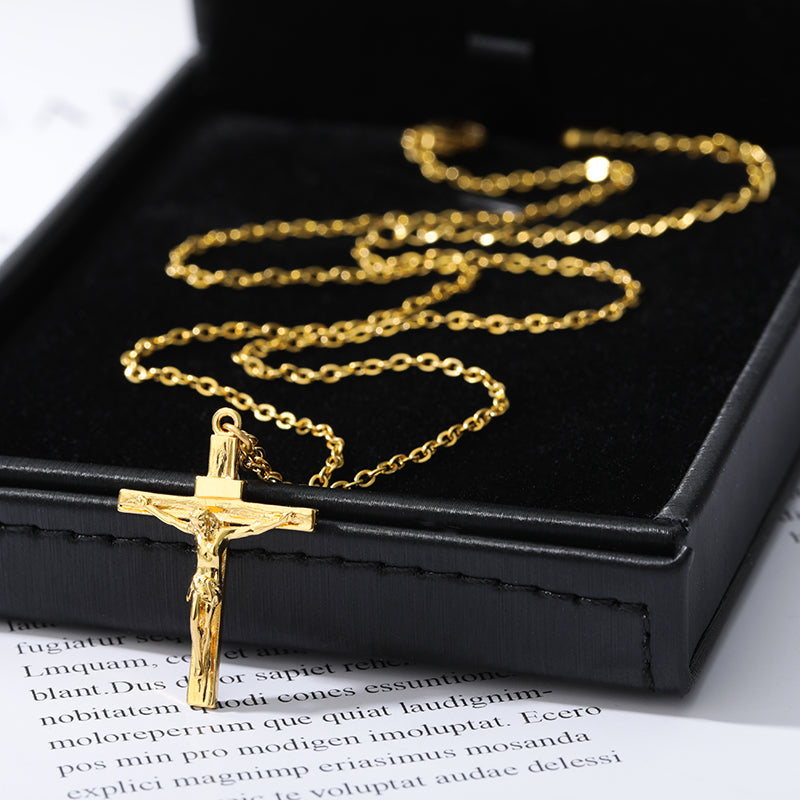 Stainless Steel Gold Cross Chain Necklace For Women Men