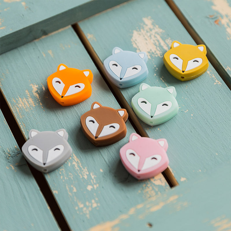 Make Silicone Beads Teething Cartoon Fox Beads Animals - Minihomy