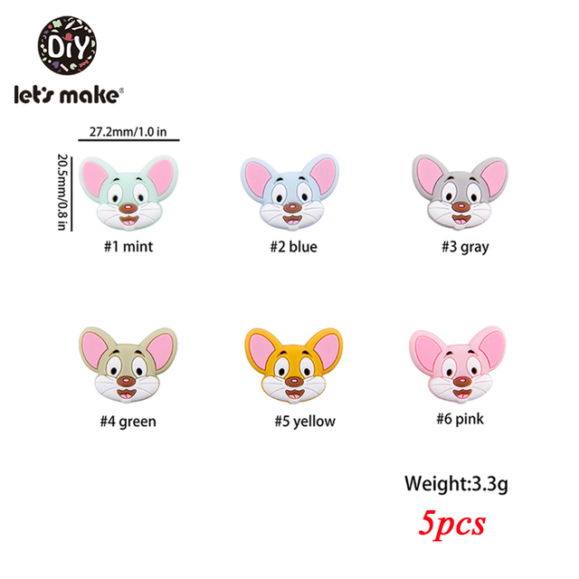 Make Silicone Beads Teething Cartoon Fox Beads Animals - Minihomy