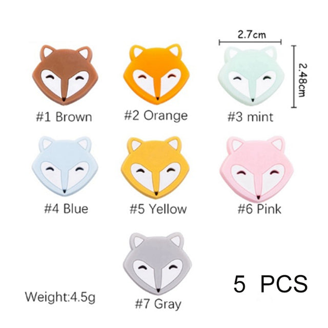 Make Silicone Beads Teething Cartoon Fox Beads Animals - Minihomy