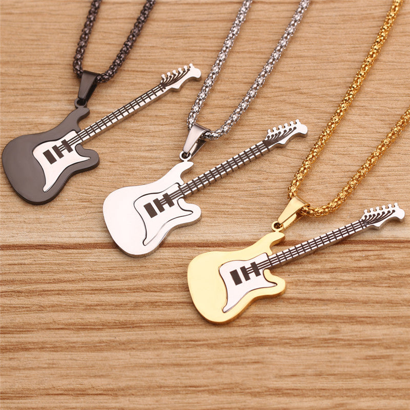 Rock Electric Guitar Pendant Necklaces For Women Men